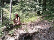 Milf woman with big tits jerking fat dick in the woods 3/16