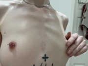 Very hard pierced nipples 9/16