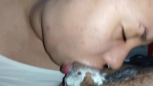 licking filling the cock with drool spit until he ejaculates moaning, warm creampie yummy🍆🥛💯🥛🥛