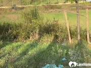 Sexy babe with glasses needed a break from running so we fucked outdoors. 3/16