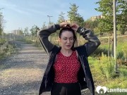 Sexy babe with glasses needed a break from running so we fucked outdoors. 6/16