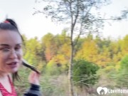 Sexy babe with glasses needed a break from running so we fucked outdoors. 9/16