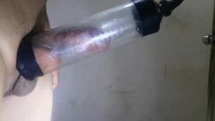 Testicles went inside Penis pump deep