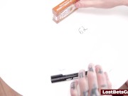 A sex toy awaits the winner of this lesbian strip game 7/16