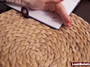 A sex toy awaits the winner of this lesbian strip game 8/16