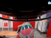 Sexy Brunette Cheerleader Milks In Locker Room 3/16