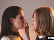 Watch these hot sexy lesbians enjoy dripping wet strapon sex 2/16