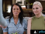 Horny MILFs Tag Team Petite Blonde 3/16