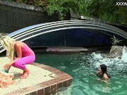 Sexy girls eating pussy by the pool 3/16