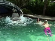 Sexy girls eating pussy by the pool 7/16