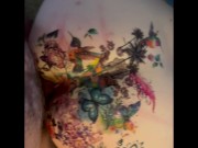 Amelia puts on fake ass tattoos and gets her ass stretched out 10/16