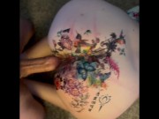 Amelia puts on fake ass tattoos and gets her ass stretched out 13/16