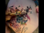 Amelia puts on fake ass tattoos and gets her ass stretched out 9/16