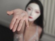 Handjob Challenge: Chinese Step-sis bets White guy will Cum in 5 min 16/16