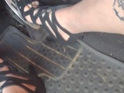 Pumping those cold metal pedals with my hard heels of my strappy pumps 1/16