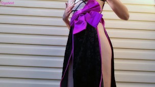 Japanese Wife Playing with Her Ass and Pussy Outdoors