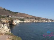 Date on the coast with Riley Rose rubbing her hairy pussy BTS 12/16