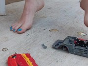 Smashing this poor little car under my feet while my neighbors watch me in my driveway pt 3 11/16