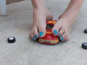 Smashing this poor little car under my feet while my neighbors watch me in my driveway pt 3 3/16