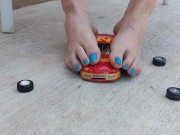 Model toy car getting moved around hard under my long dirty soles pt 2 16/16