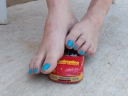NASCAR model toy car getting a foot job from my huge feet before crushing it pt 1 11/16