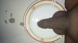 Spilling cum on a plate