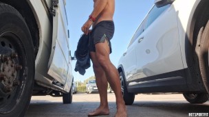 Porn summer compilation - Fitness couple naked in beach and masturbating in public places