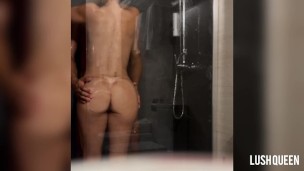 Lush Queen - My STEPBROTHER got into the shower and put his cock inside me HARD against the glass.
