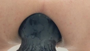Monster dildo enters completely and fills my tight ass