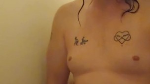 Watching a hot chubby dude play with himself in the shower. (Portrait Mode)