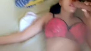 Blow job India facial cum on her body