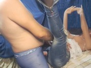 Sillicone doll Fortuna in very tight ripped jeans.Sleeve, huge cumshot, condom sex, removal condom 10/16