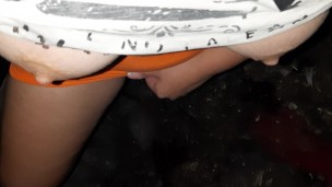 I caress myself and masturbate my big wet clit under a mini skirt - Lesbian_illusion