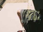 Trying To Not Get Caught In The Park Handjob & Footjob!