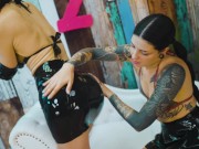 Lesbian Latex Glove Domination & Fisting - Miss Flora & Morea Black 4/16
