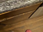 Messy piss into the kitchen sink