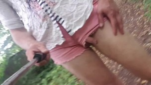 Femboy exhibitionist walks naked, pees, golden shower, shows ass hole