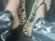 Pedal pumping in my pajamas wearing my flip flops pumping away then kicking them off & pumping more 3/16