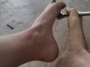 Playing with tools with my feet and long toes 14/16