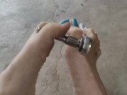Playing with tools with my feet and long toes 3/16