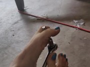 Playing with tools with my feet and long toes 7/16