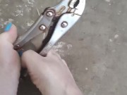 Love playing with power tools with my feet 15/16