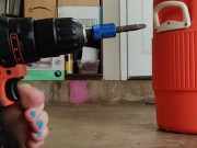 Love playing with power tools with my feet