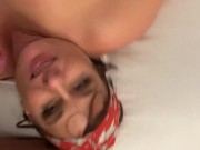 MILF gets Throat fucked he explodes on her face. She loves that sweet BWC, YUMM