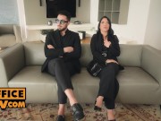 Fucking your client Megan Fiore alongside her hubby in horny trio