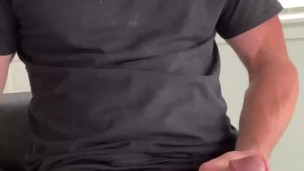 Huge thick cock cumming. Solo male masturbation.