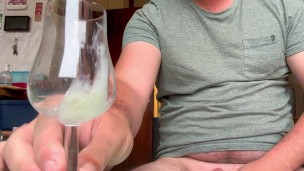 Ejaculate a large quantity of cum into a glass and drink it all. Swallowing cum