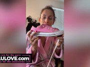 Big boobs babe flashing YOU at front door, lipstick staining makeup, creamy orgasm fingers, crying candid - Lelu Love 14/16