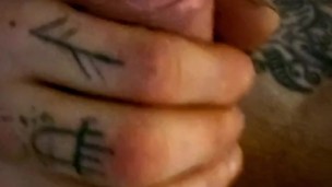 Showing of my tattooed upper body and big dick