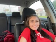 Little Slut Strips & Fingers Herself In The Car While She Gets Driven Around 2/16